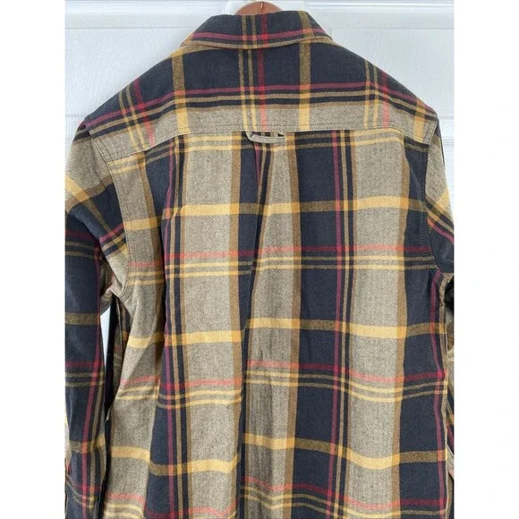 Orvis Heavy Flannel Shirt Brown Plaid Shacket Long Sleeve Button Up Mens Medium - Picture 9 of 12